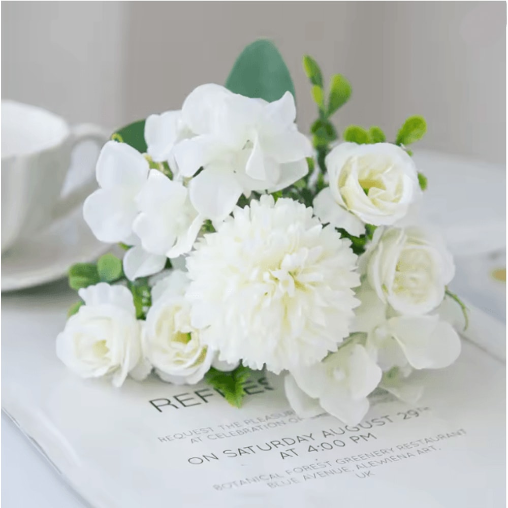 29CM Artificial Rose And Chrysanthemum Silk Bouquet For Wedding Decor 4