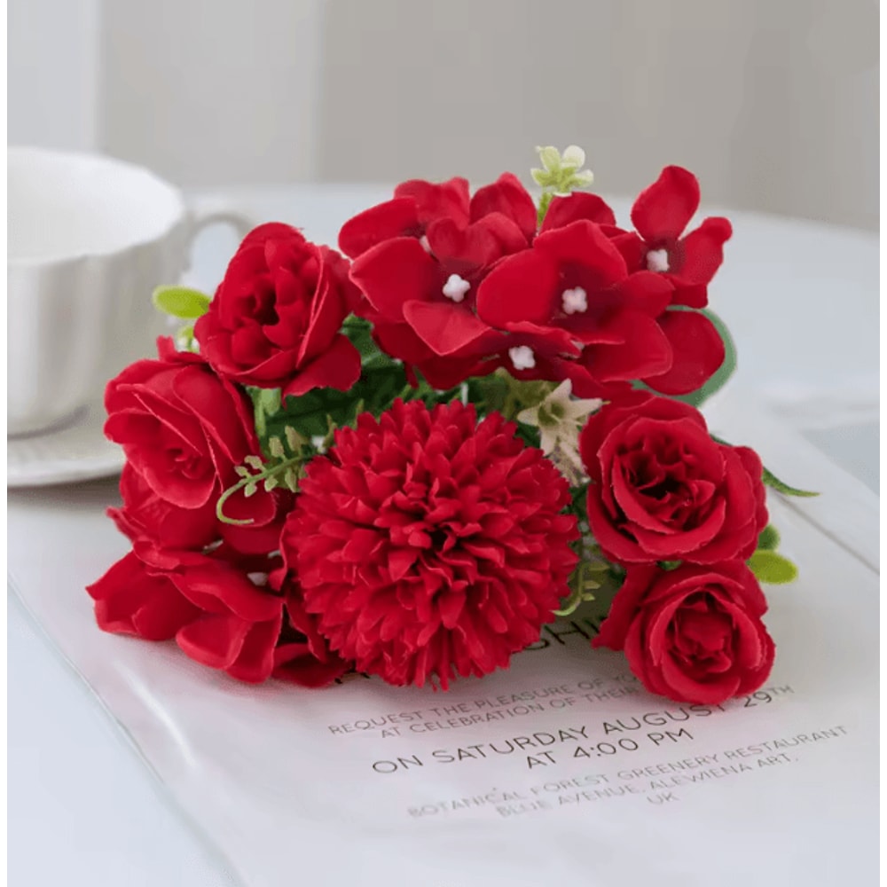 29CM Artificial Rose And Chrysanthemum Silk Bouquet For Wedding Decor 7