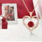 Red Zircon Heart Pendant Necklace With Rose Gift Box For Her 1