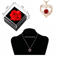 Red Zircon Heart Pendant Necklace With Rose Gift Box For Her 3