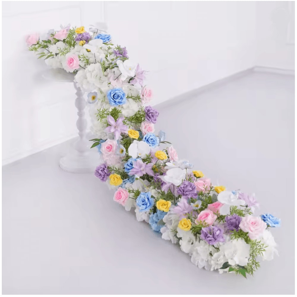 Luxury Red Rose Artificial Flower Row Wedding Table Centerpiece Decor 11