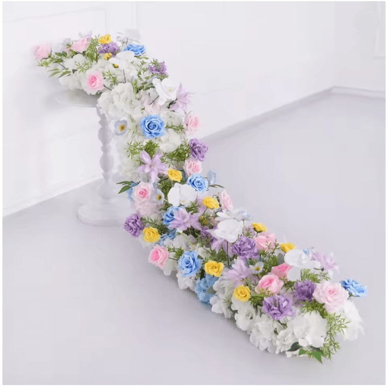 Luxury Red Rose Artificial Flower Row Wedding Table Centerpiece Decor 11