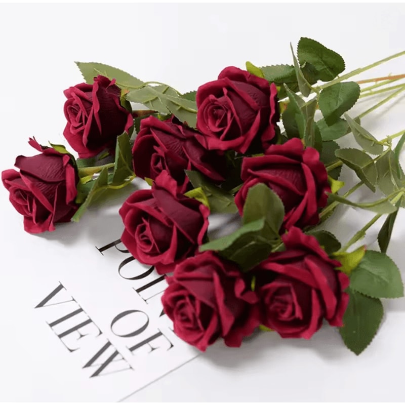Long Stem Red Rose Artificial Flowers For Wedding And Home Decor 1