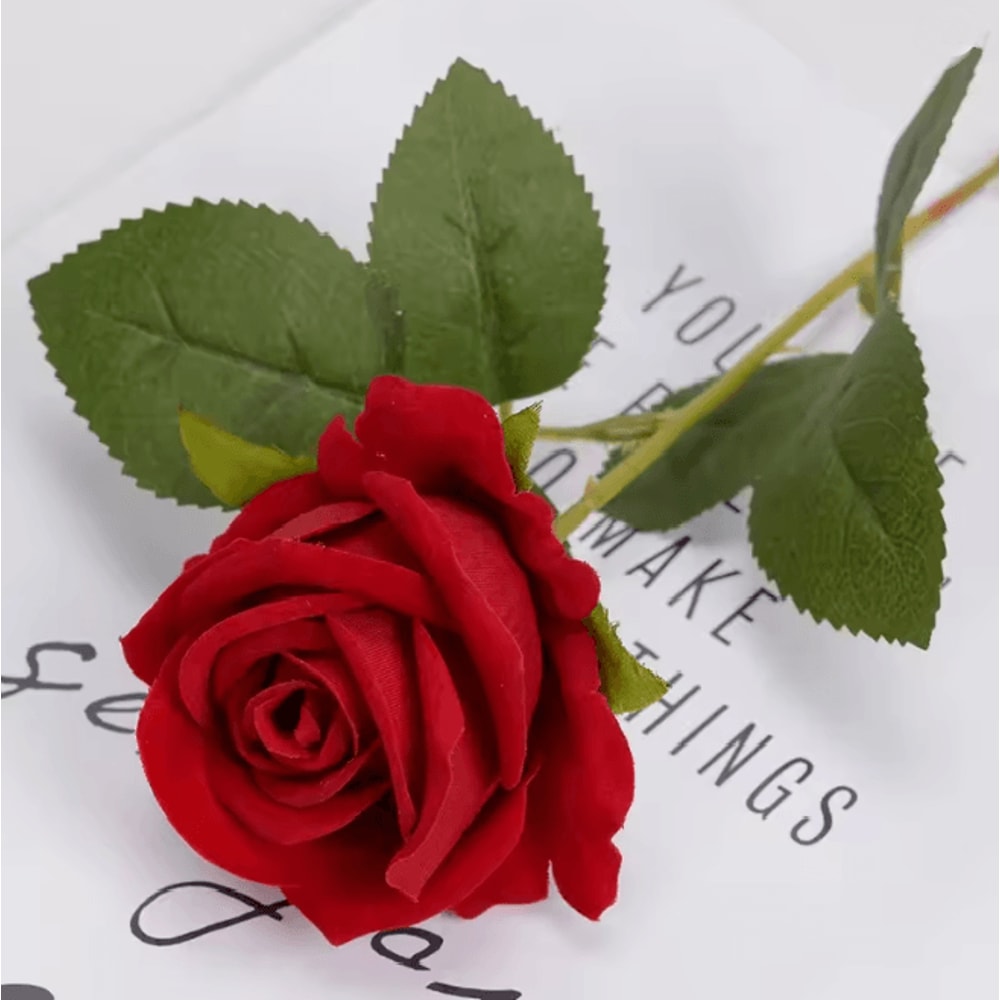 Long Stem Red Rose Artificial Flowers For Wedding And Home Decor 3