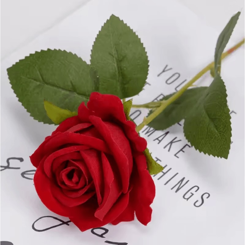 Long Stem Red Rose Artificial Flowers For Wedding And Home Decor 3