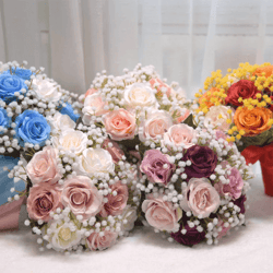 romantic silk peony rose wedding bouquet for bride and bridesmaids