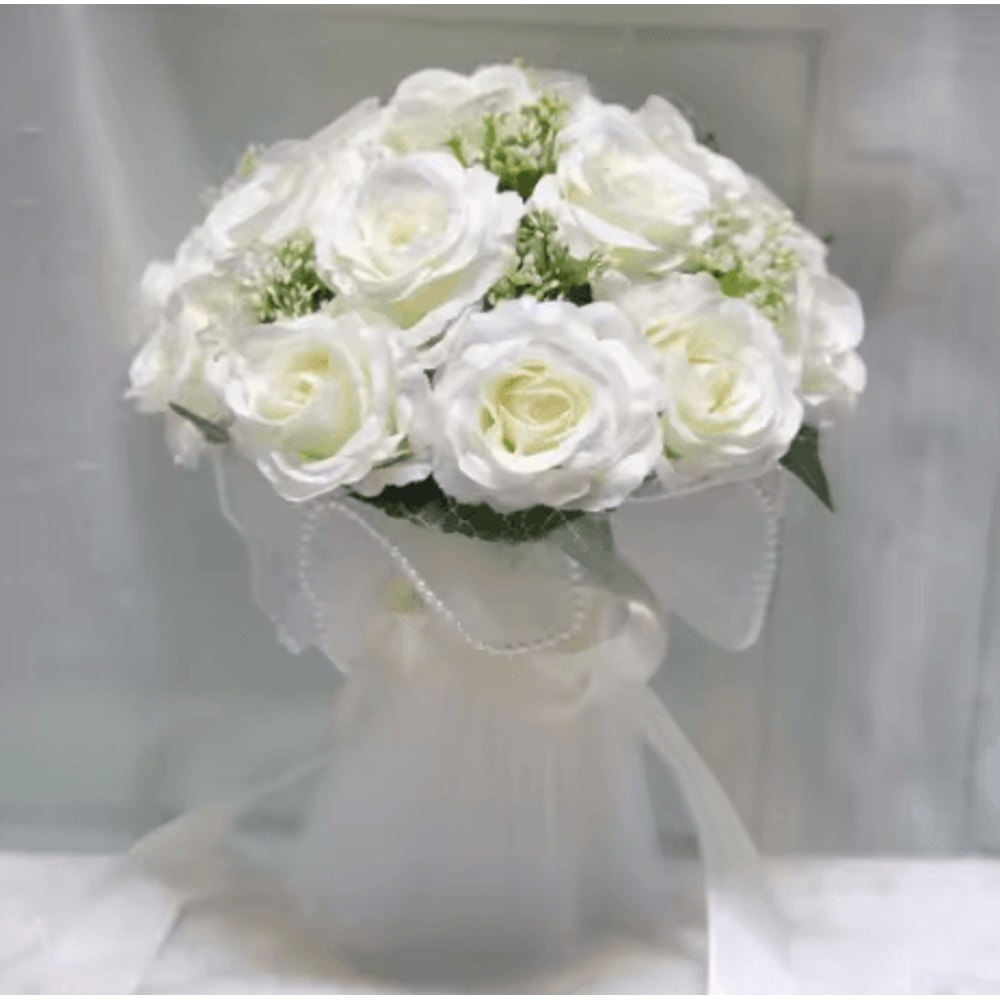 Romantic Silk Peony Rose Wedding Bouquet For Bride And Bridesmaids 2