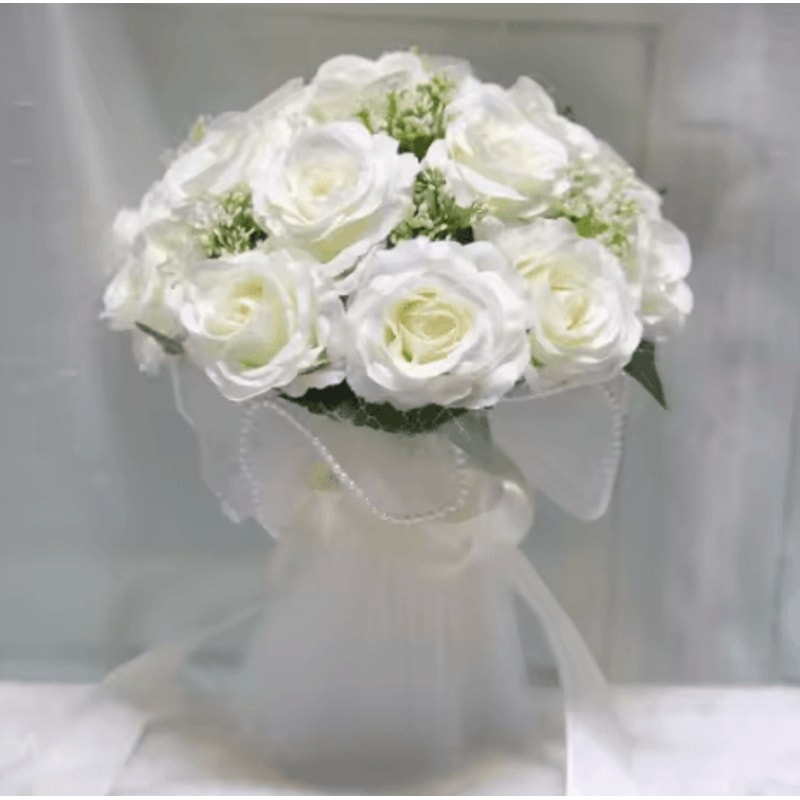 Romantic Silk Peony Rose Wedding Bouquet For Bride And Bridesmaids 2