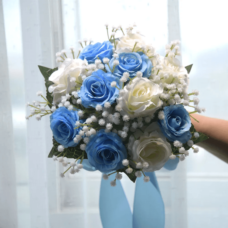 Romantic Silk Peony Rose Wedding Bouquet For Bride And Bridesmaids 4