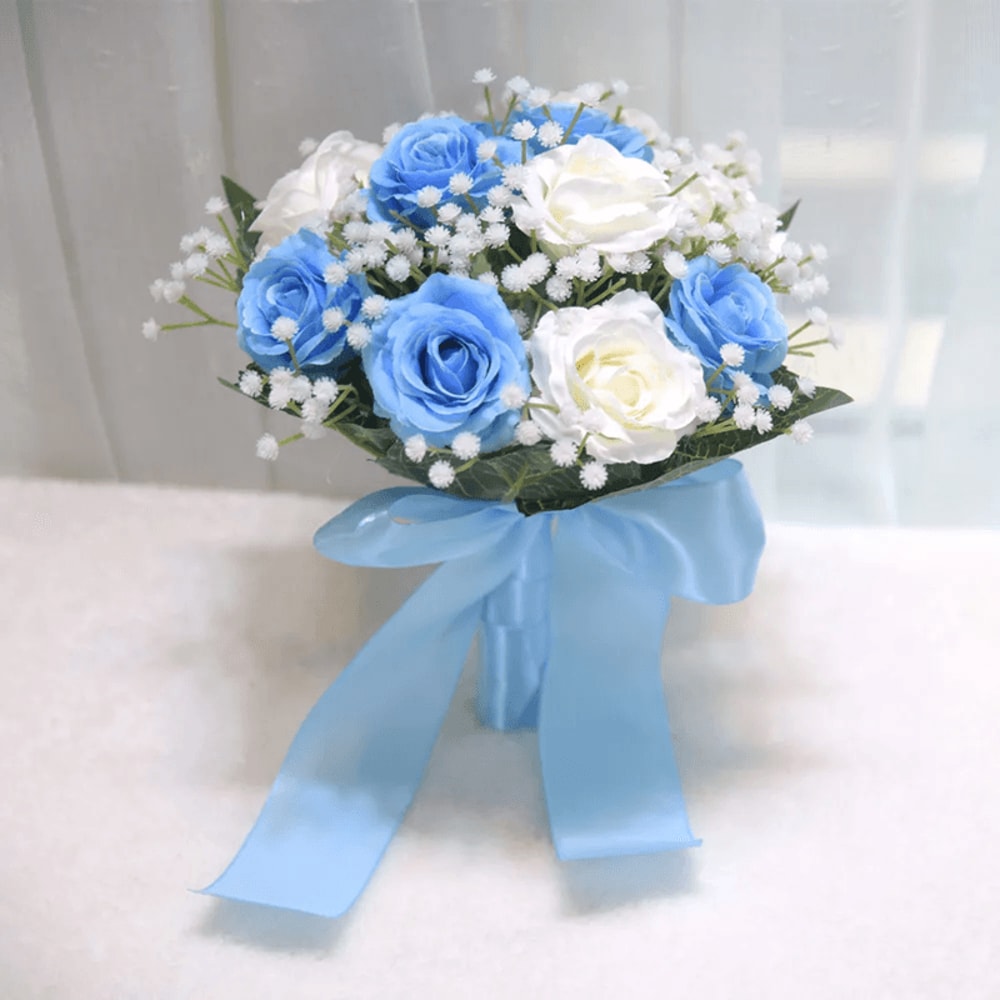 Romantic Silk Peony Rose Wedding Bouquet For Bride And Bridesmaids 8