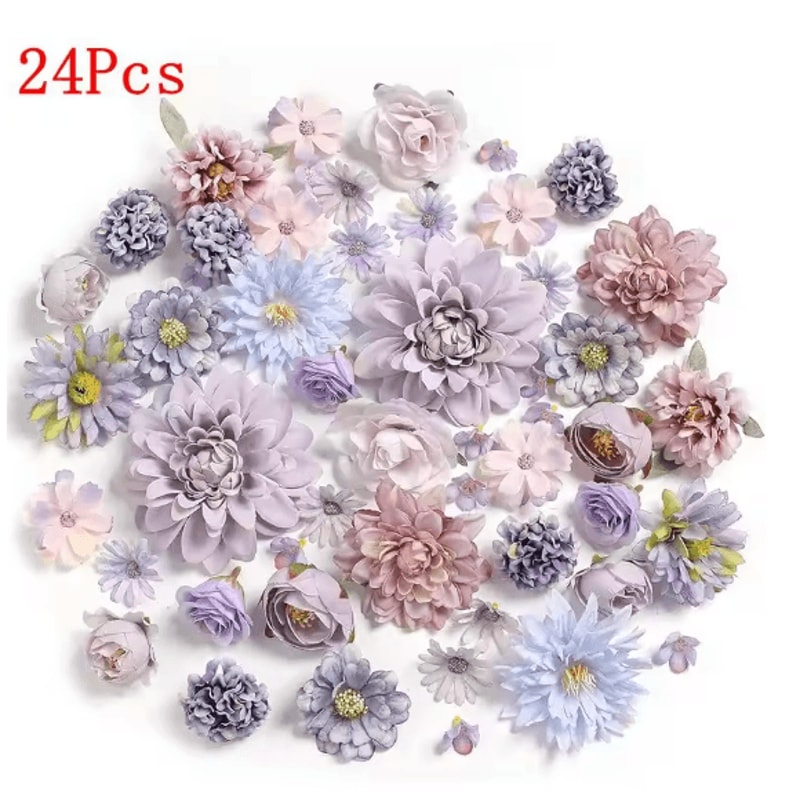 24 Piece Artificial Dahlia Flower Heads For DIY Wedding And Party Decor 2