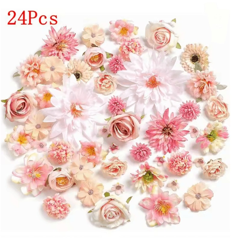 24 Piece Artificial Dahlia Flower Heads For DIY Wedding And Party Decor 3