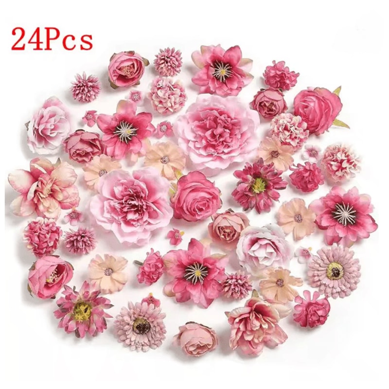 24 Piece Artificial Dahlia Flower Heads For DIY Wedding And Party Decor 4