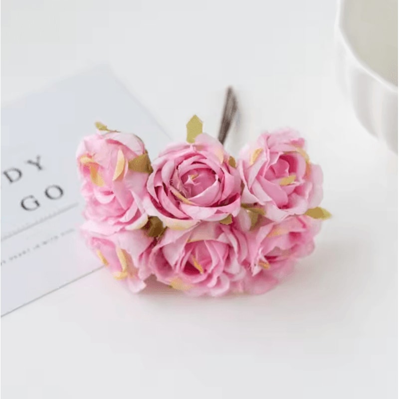 Silk Tea Rose Artificial Flower Stem For Wedding And Home Decor 6