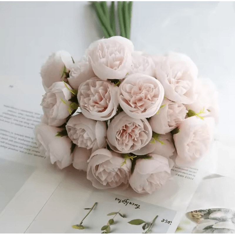 Rose Pink Peony Silk Bouquet 27 Head Artificial Flowers For Home And Wedding Decor 3