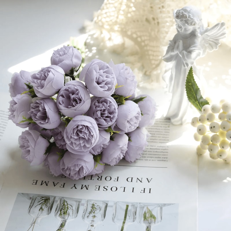 Rose Pink Peony Silk Bouquet 27 Head Artificial Flowers For Home And Wedding Decor 5