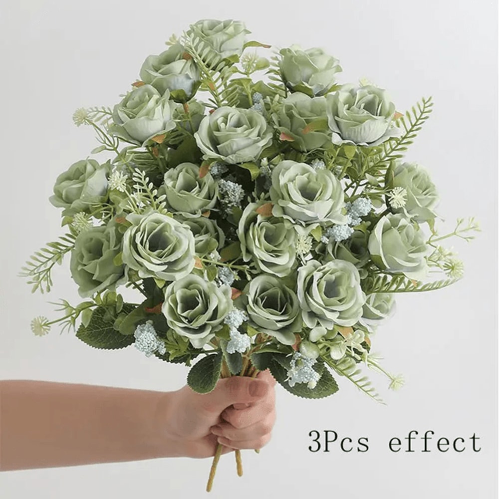 30cm Artificial Rose Bouquet With 5 Blooms And Buds For Wedding And Home Decor 4