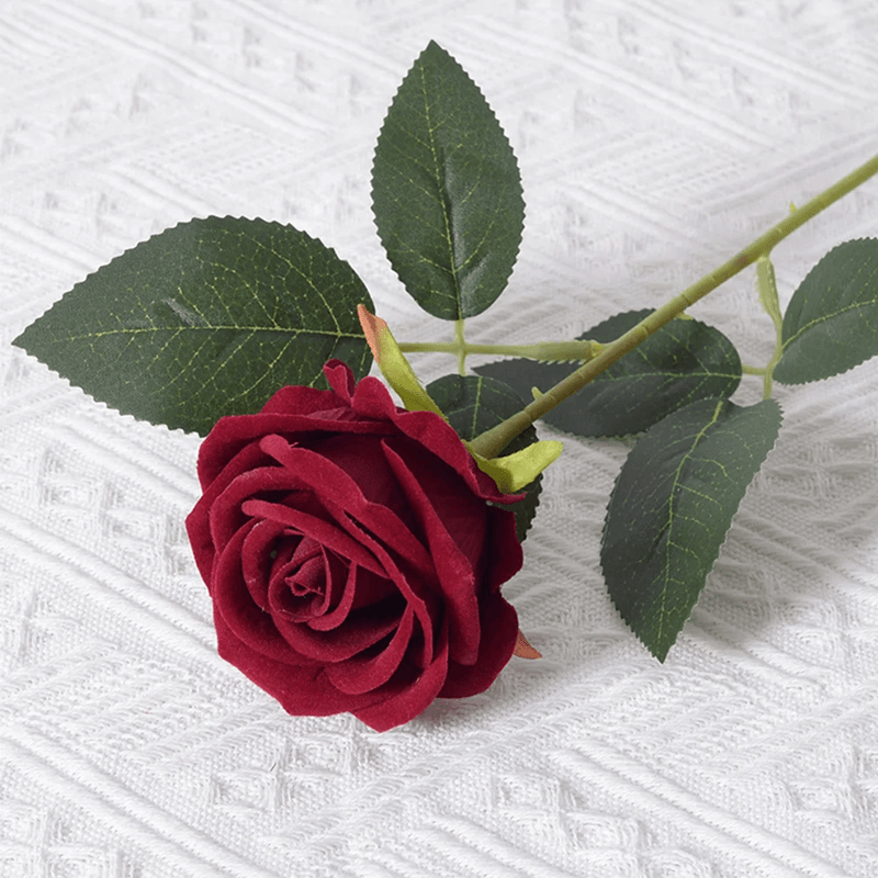 Realistic Artificial Red Rose Stems For Wedding And Home Decor 4