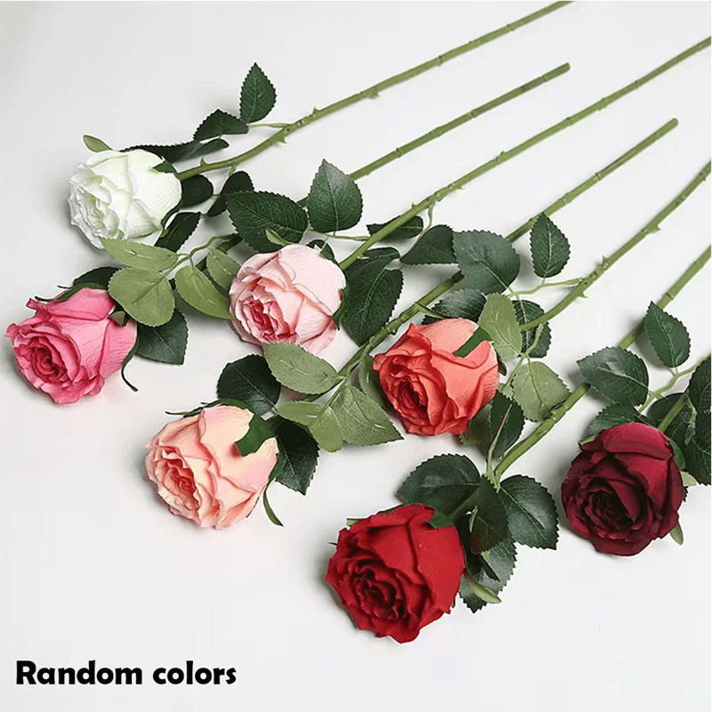 Realistic Artificial Red Rose Stems For Wedding And Home Decor 12