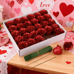 10 piece glitter red artificial rose bouquet for wedding and party decor