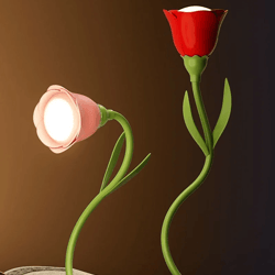 rechargeable rose led desk lamp with dimmable bendable flower light