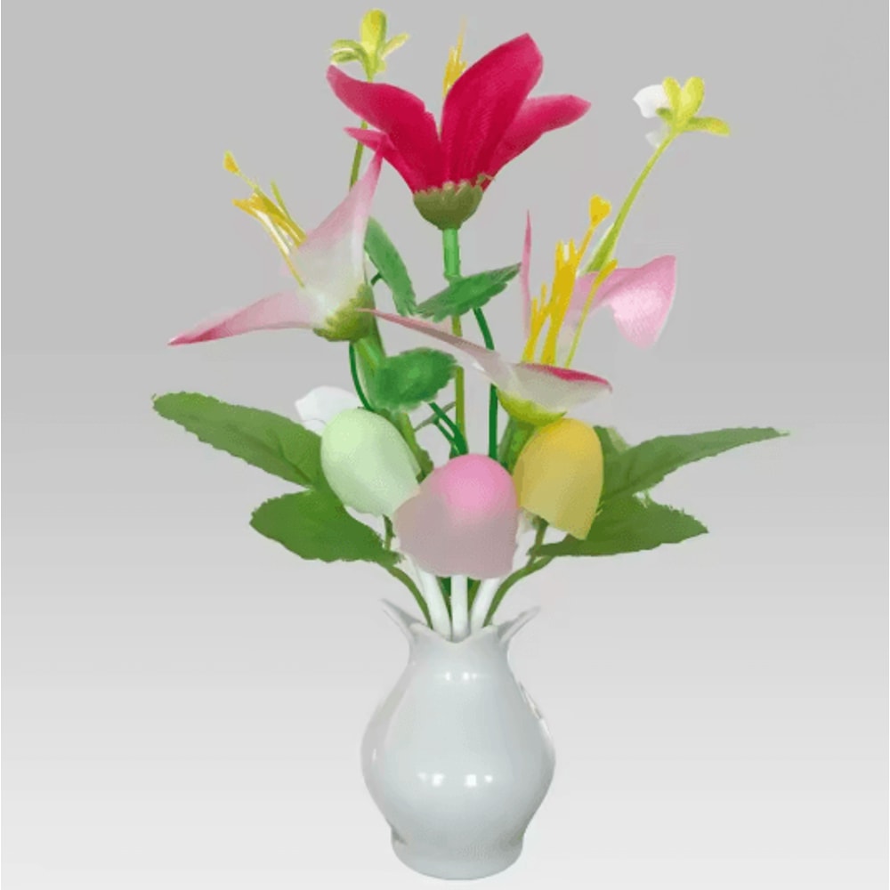 Auto Sensor LED Rose Mushroom Night Light Plug In Lamp 9