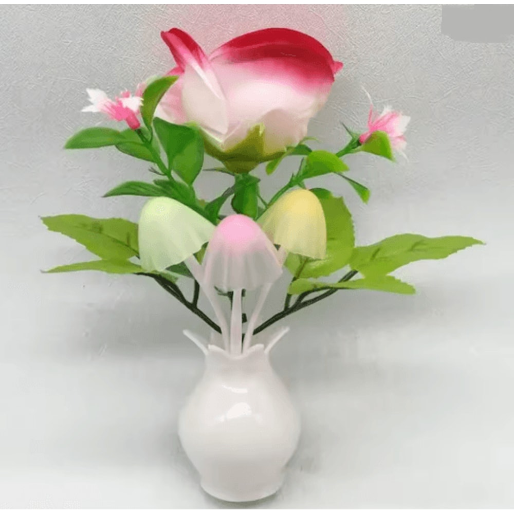 Auto Sensor LED Rose Mushroom Night Light Plug In Lamp 3