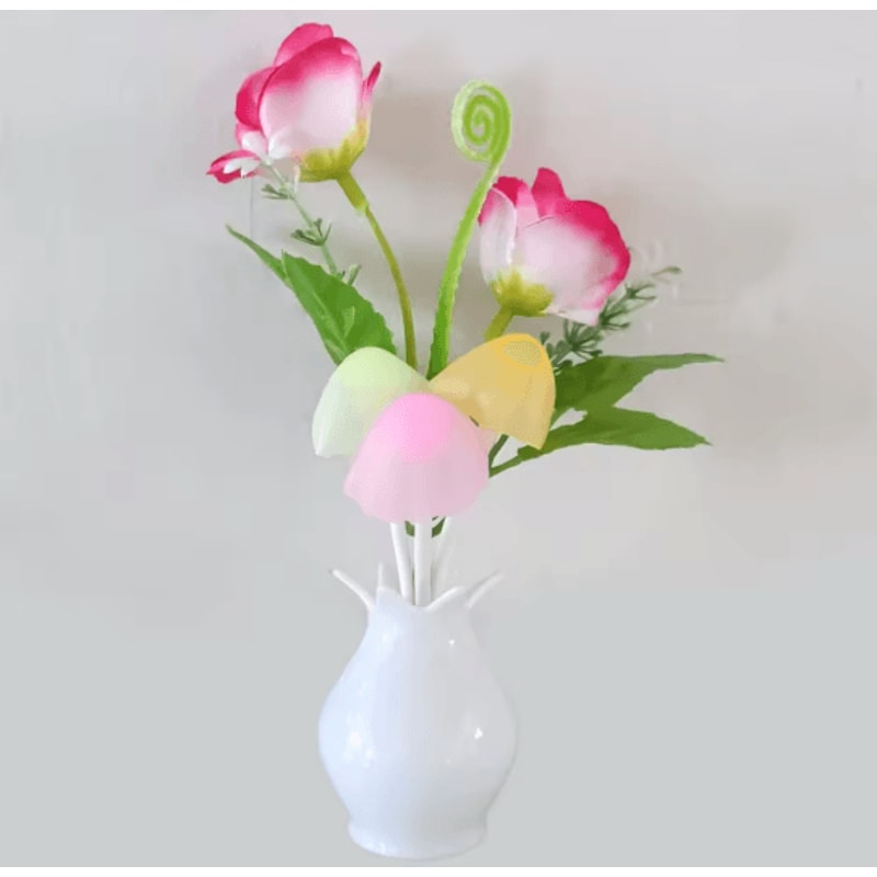 Auto Sensor LED Rose Mushroom Night Light Plug In Lamp 5