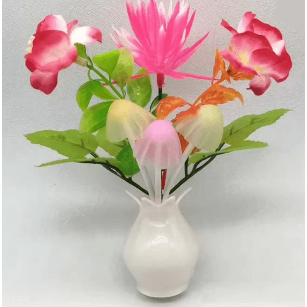 Auto Sensor LED Rose Mushroom Night Light Plug In Lamp 6