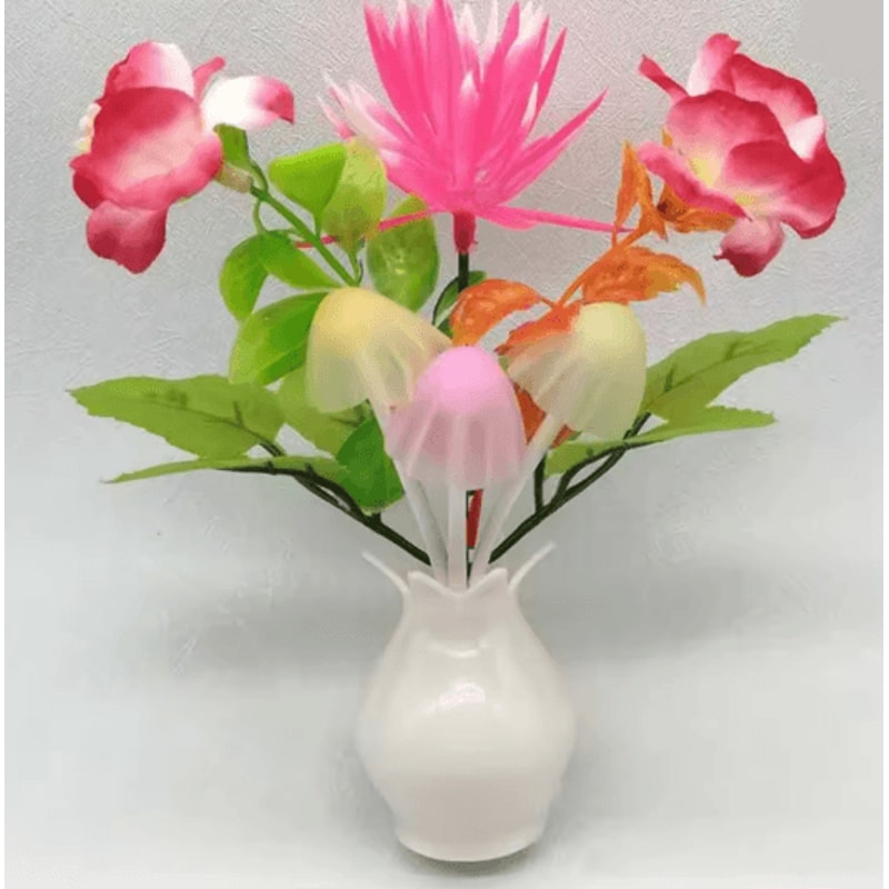 Auto Sensor LED Rose Mushroom Night Light Plug In Lamp 6