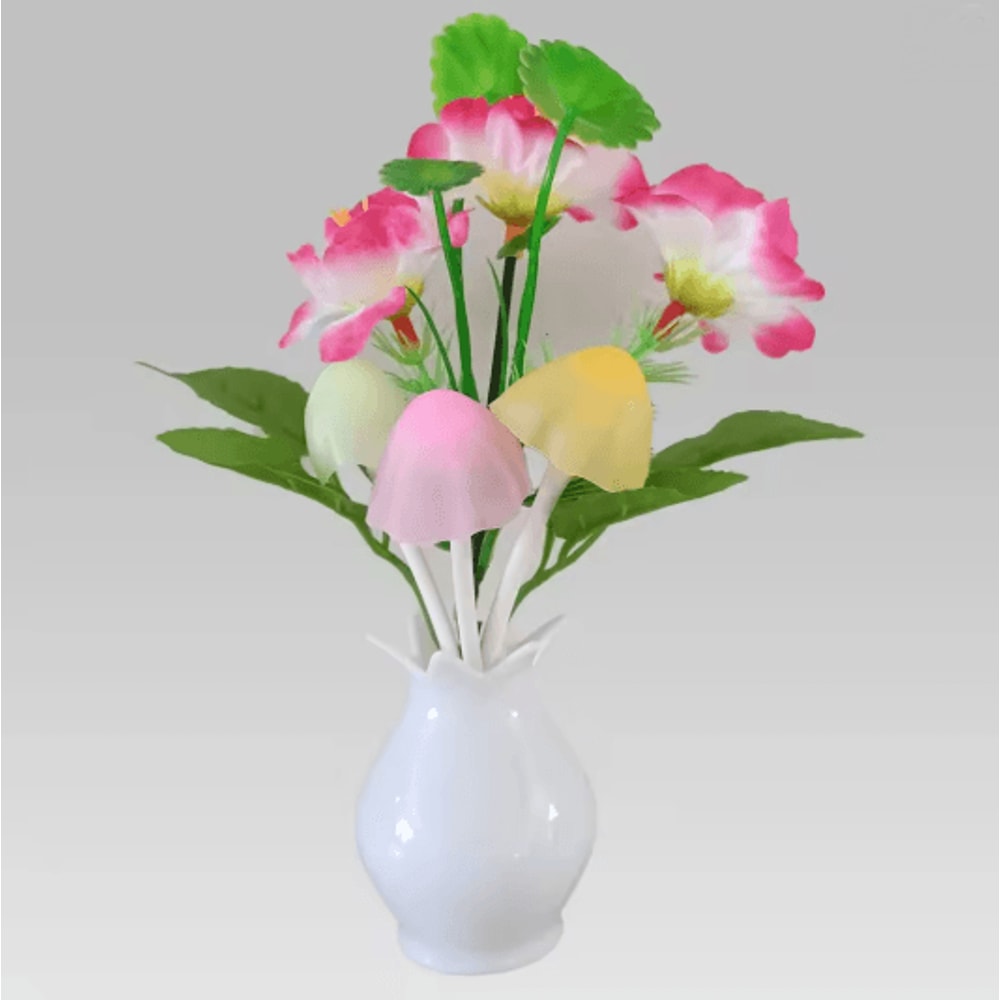 Auto Sensor LED Rose Mushroom Night Light Plug In Lamp 7