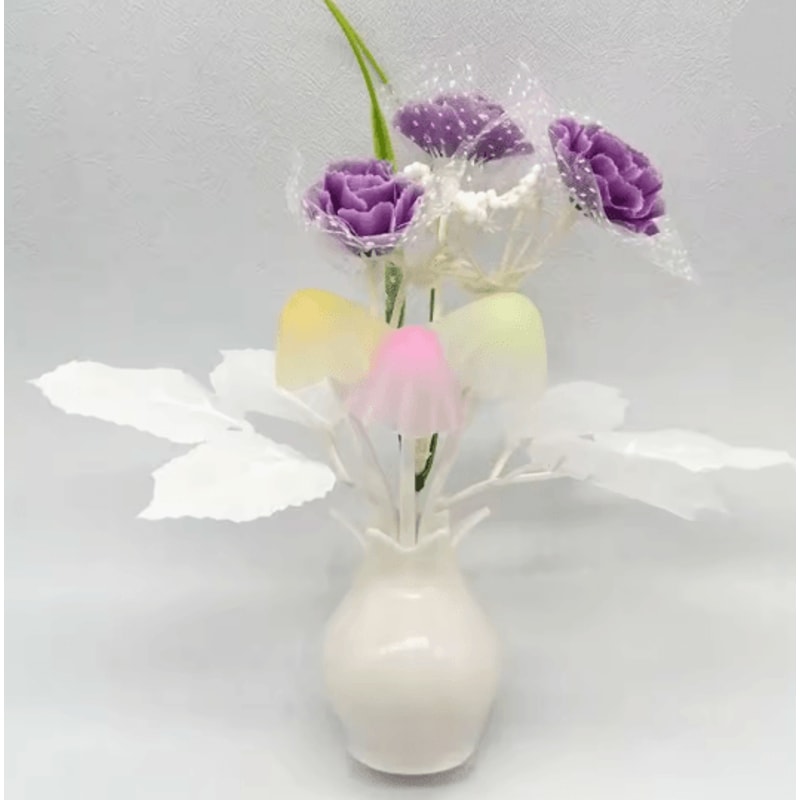 Auto Sensor LED Rose Mushroom Night Light Plug In Lamp 8