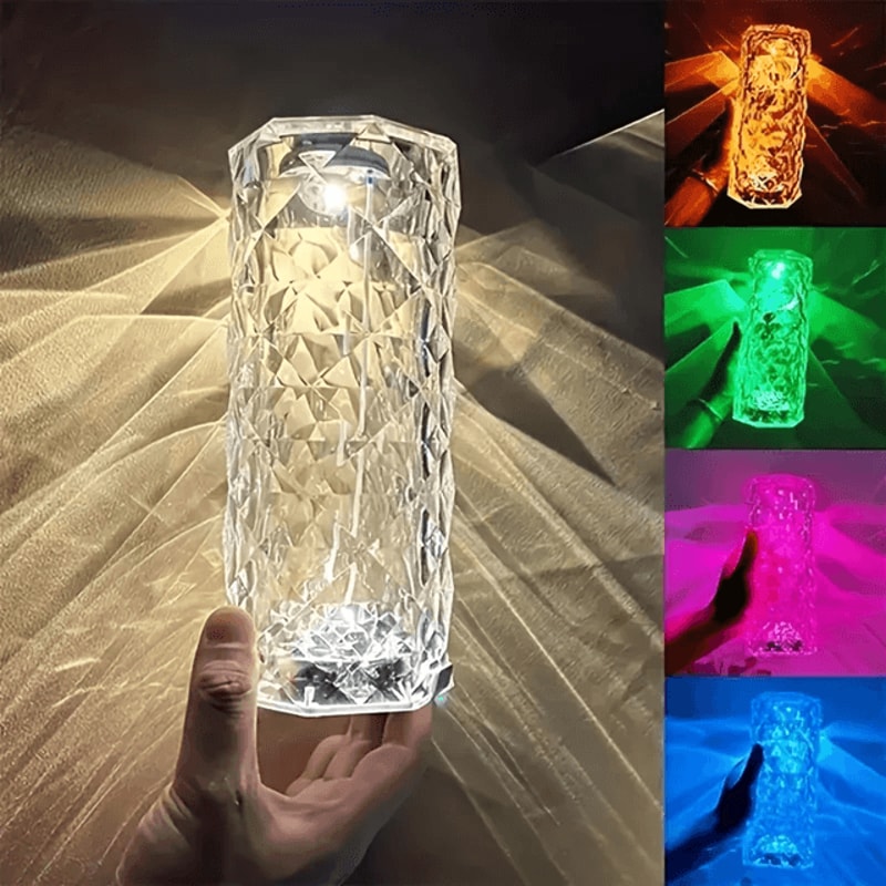 16 Color Crystal Rose Lamp USB Touch LED Night Light For Bedroom And Romantic Decor 2