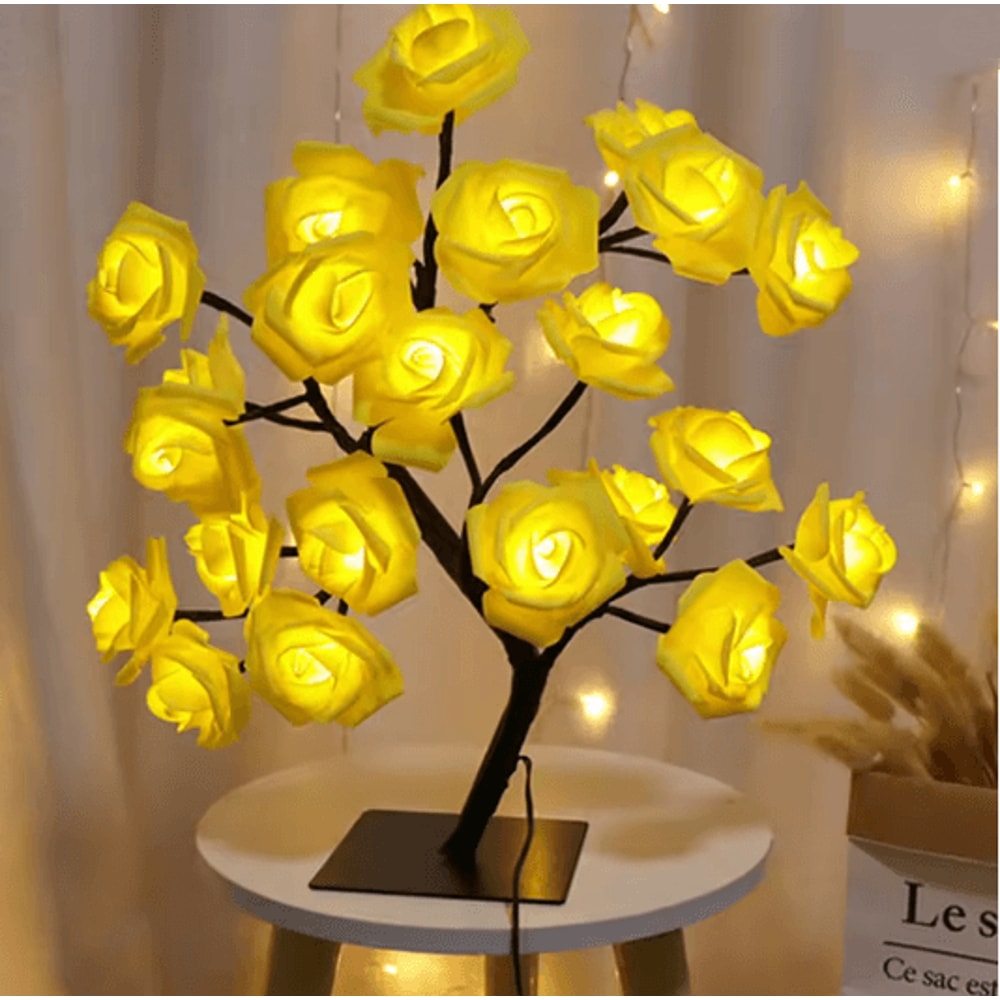 USB LED Rose Flower Table Lamp Romantic Fairy Night Light 3
