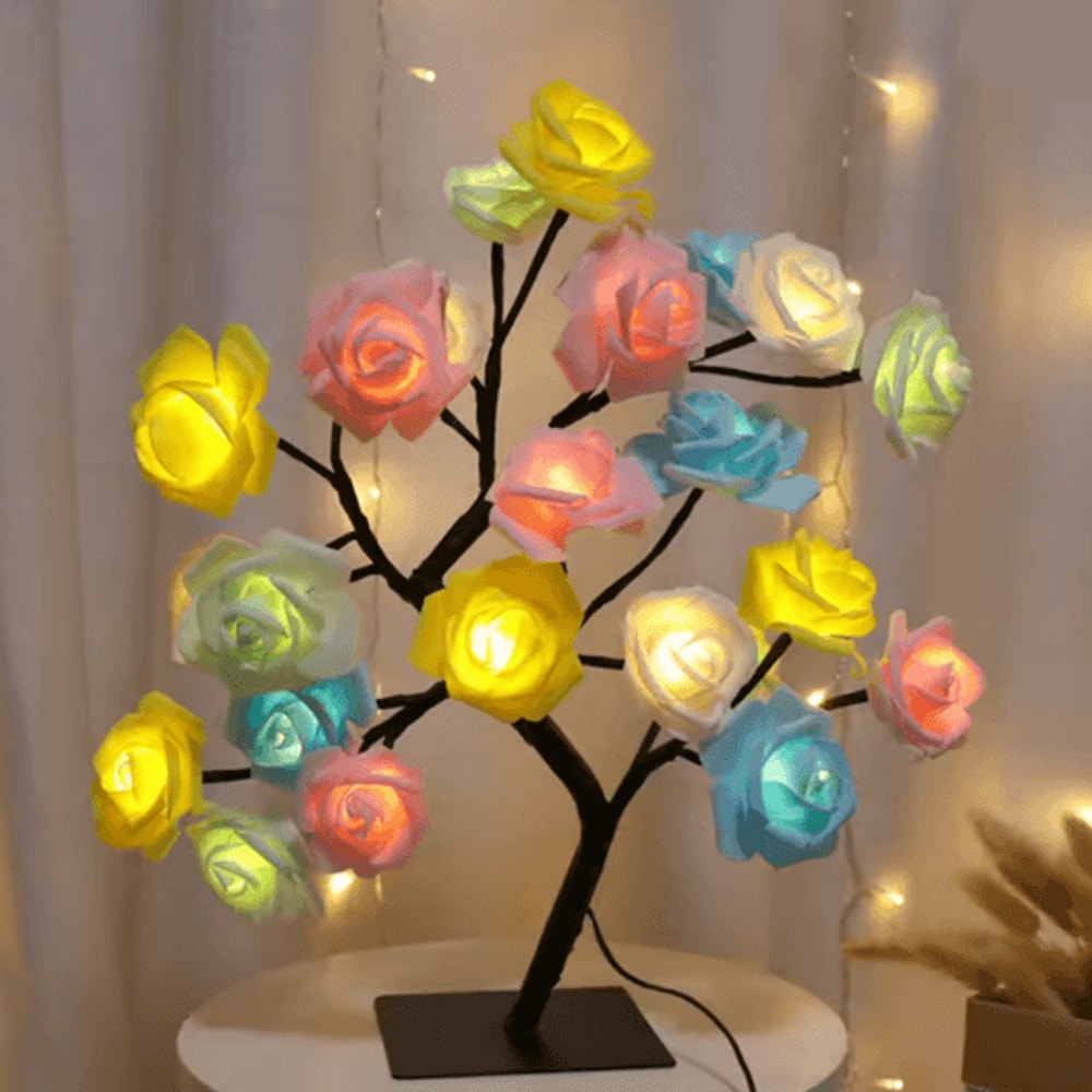 USB LED Rose Flower Table Lamp Romantic Fairy Night Light 4