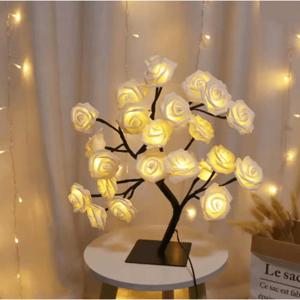 USB LED Rose Flower Table Lamp Romantic Fairy Night Light 6
