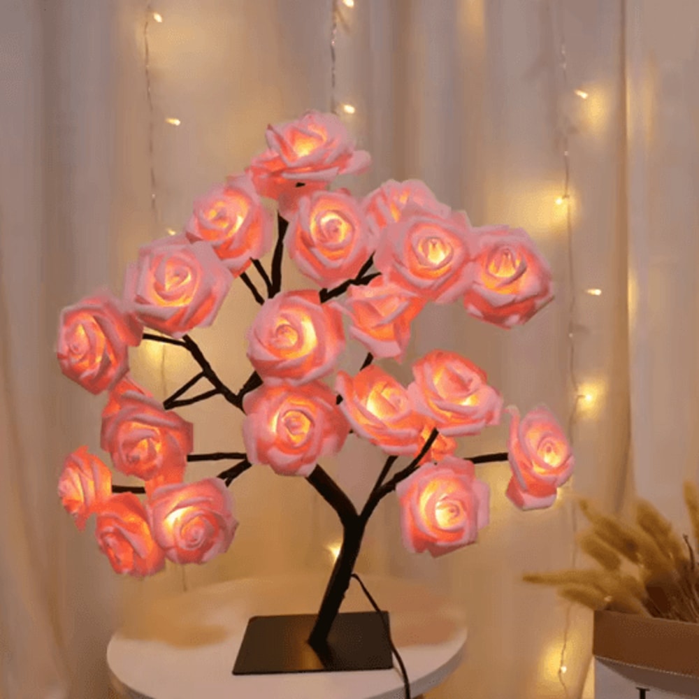 USB LED Rose Flower Table Lamp Romantic Fairy Night Light 7