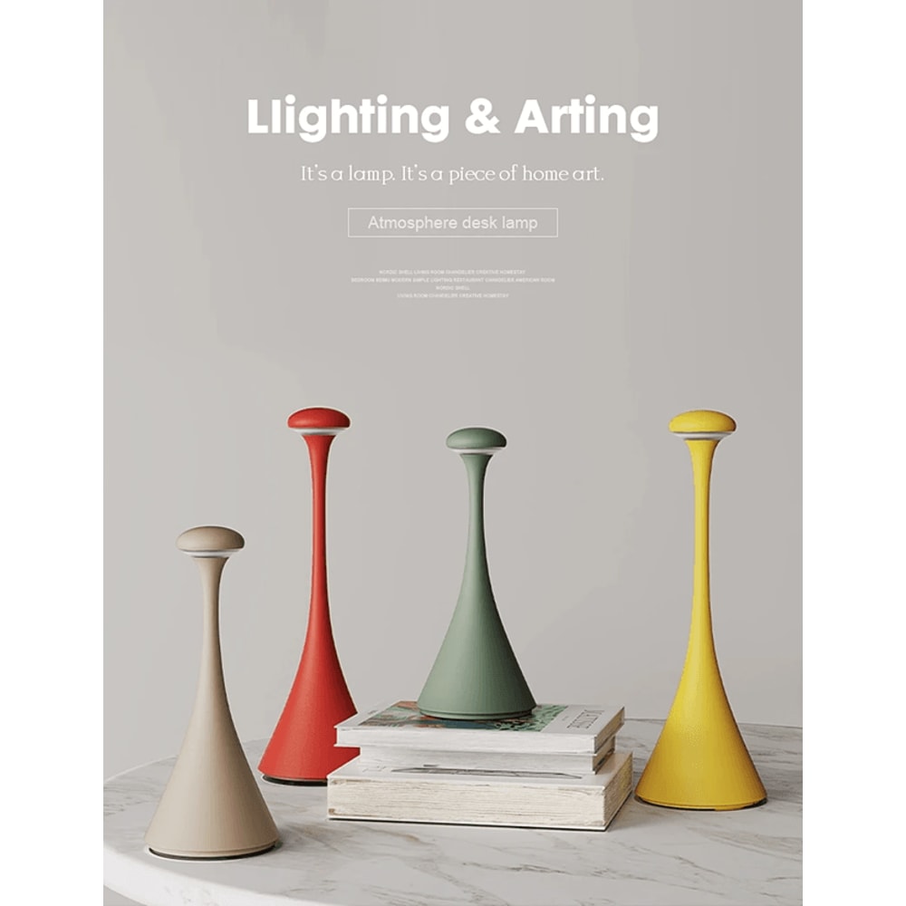 Rechargeable Portable LED Mushroom Desk Lamp With Touch Control 0