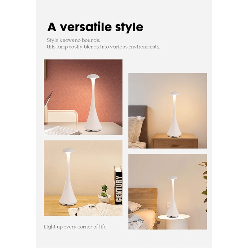 Rechargeable Portable LED Mushroom Desk Lamp With Touch Control 1