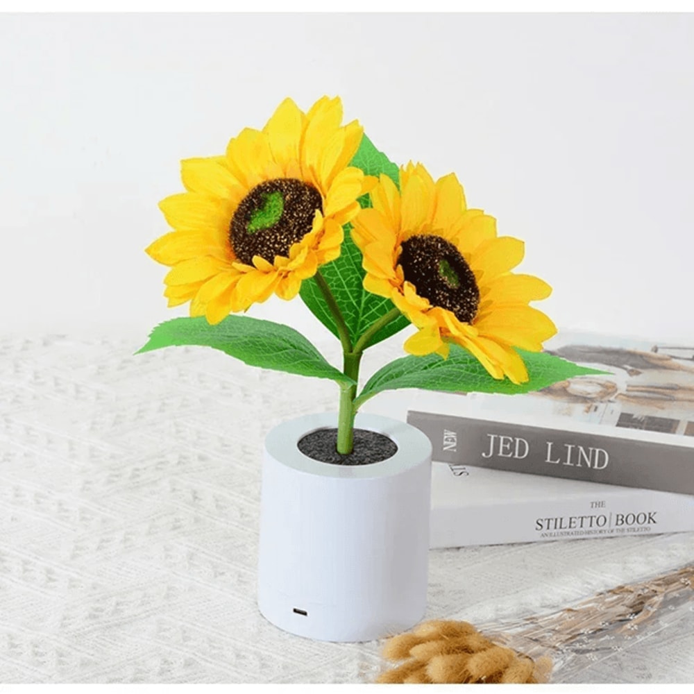 Rechargeable Sunflower LED Night Light Table Lamp For Bedroom Decor 3