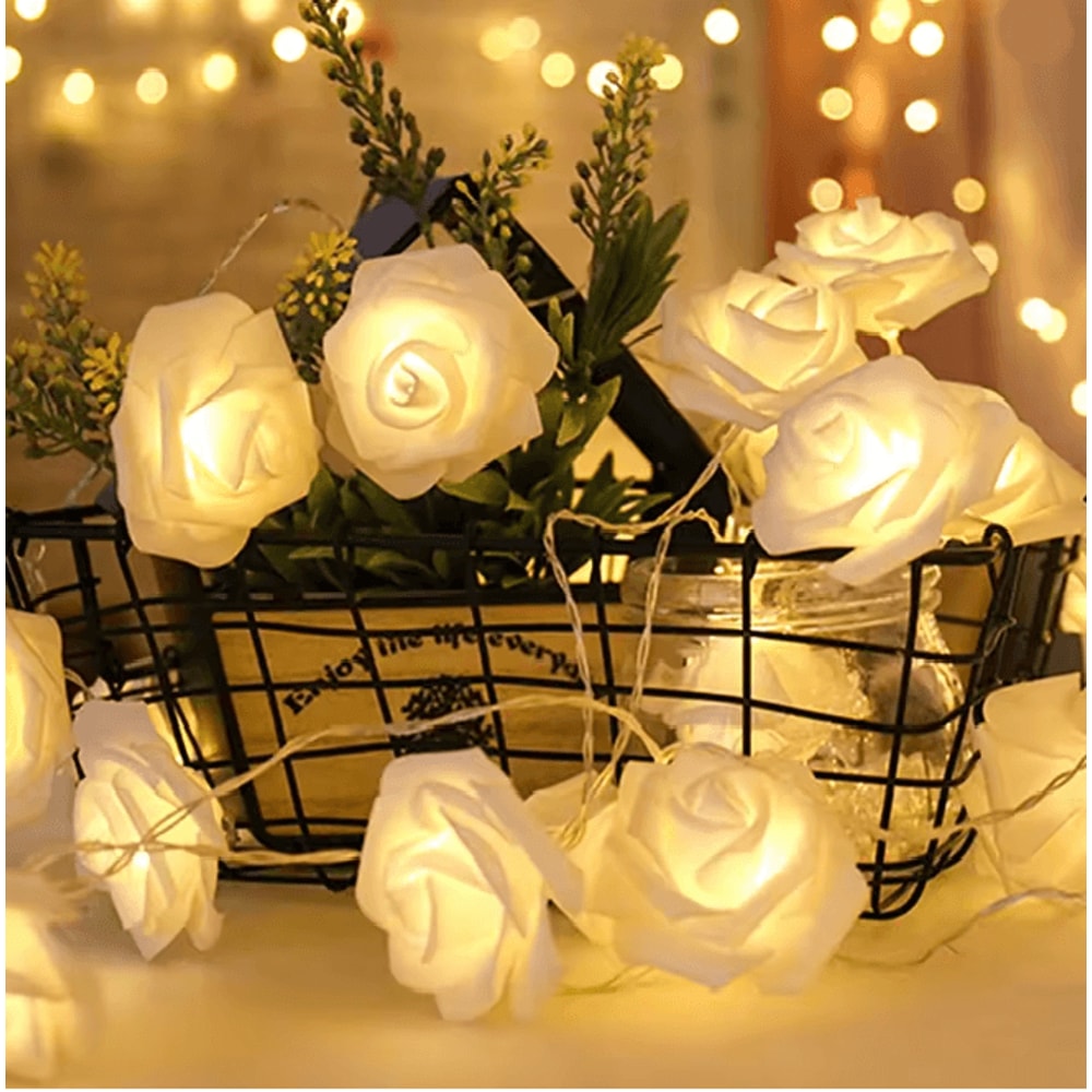 3M LED Rose String Lights Battery Operated Flower Garland Decor 2