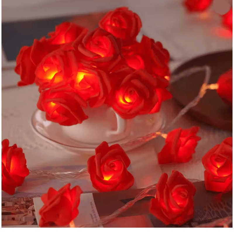 3M LED Rose String Lights Battery Operated Flower Garland Decor 3
