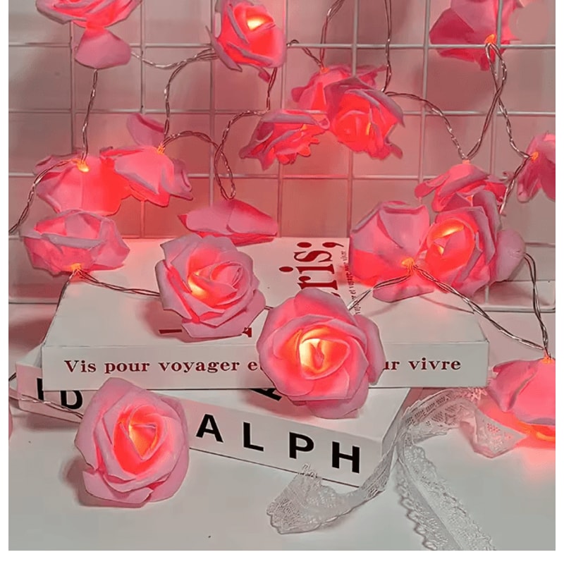 3M LED Rose String Lights Battery Operated Flower Garland Decor 4