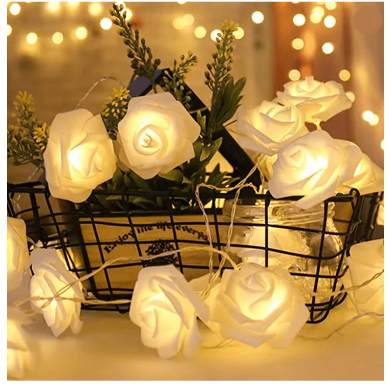 3M LED Rose String Lights Battery Operated Flower Garland Decor 5