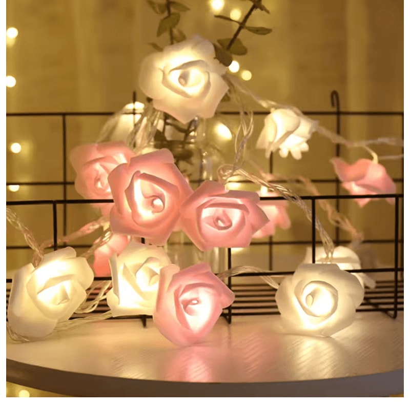 3M LED Rose String Lights Battery Operated Flower Garland Decor 7