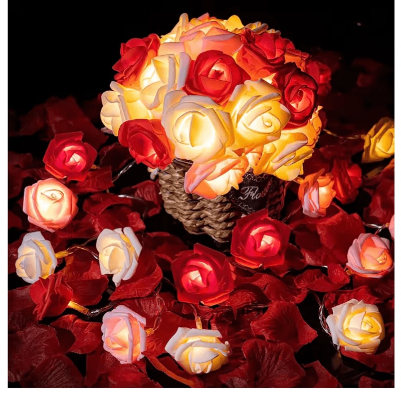 3M LED Rose String Lights Battery Operated Flower Garland Decor 8
