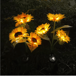 solar led sunflower and rose garden lights waterproof outdoor landscape lamp