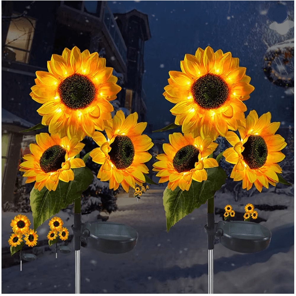 Solar LED Sunflower And Rose Garden Lights Waterproof Outdoor Landscape Lamp 1
