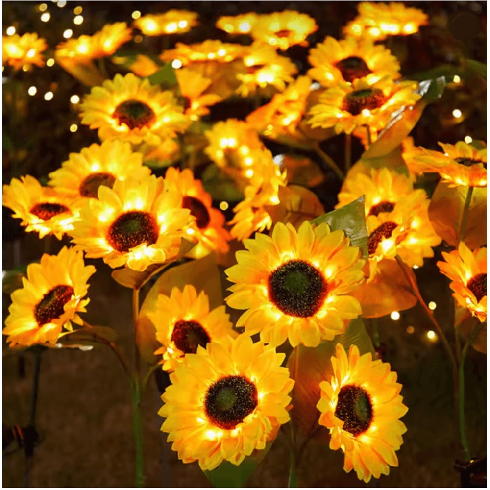 Solar LED Sunflower And Rose Garden Lights Waterproof Outdoor Landscape Lamp 2
