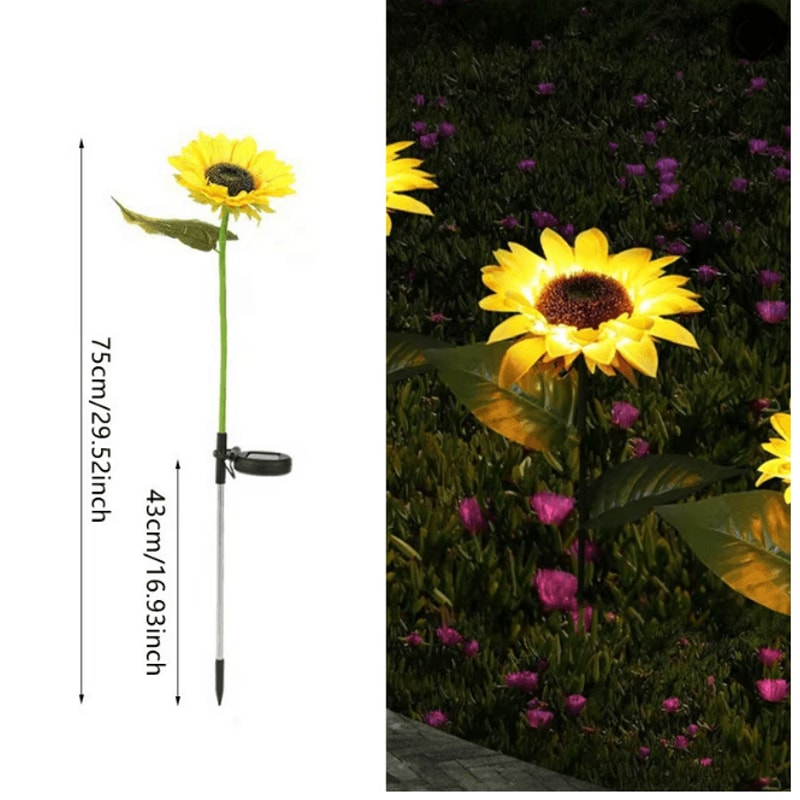 Solar LED Sunflower And Rose Garden Lights Waterproof Outdoor Landscape Lamp 3